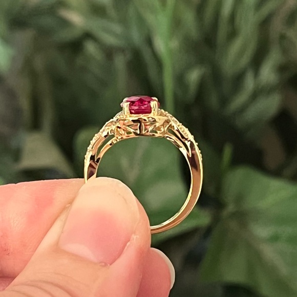 Genuine Ruby Vermeil Necklace, Bracelet, Earring, and Ring Set - Picture 10 of 14